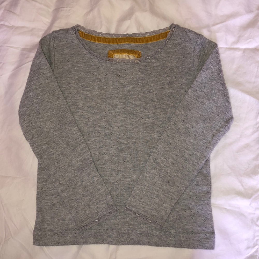 Boden Girls Supersoft Pointelle T-Shirt Grey 3-4Y